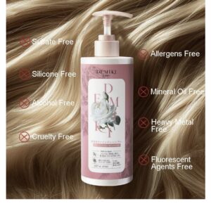 DEMIKI Japanese Shampoo and Conditioner Set for Women, Shampoo and Conditioner Set for Oily Hair, Sulfate Free, Rose Scent, Anti Dandruff, Clarifying, Moisturizing, Hydrolyzed Keratin Hair Care, 32oz