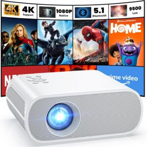 HOMPOW 1080P Full HD Bluetooth Projector with Speaker