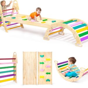 7 in1 Extra Large Pikler Triangle Set, Indoor Climbing Toys for Toddlers,