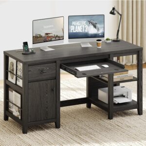 8" Office Desk with Drawers and Charge Station