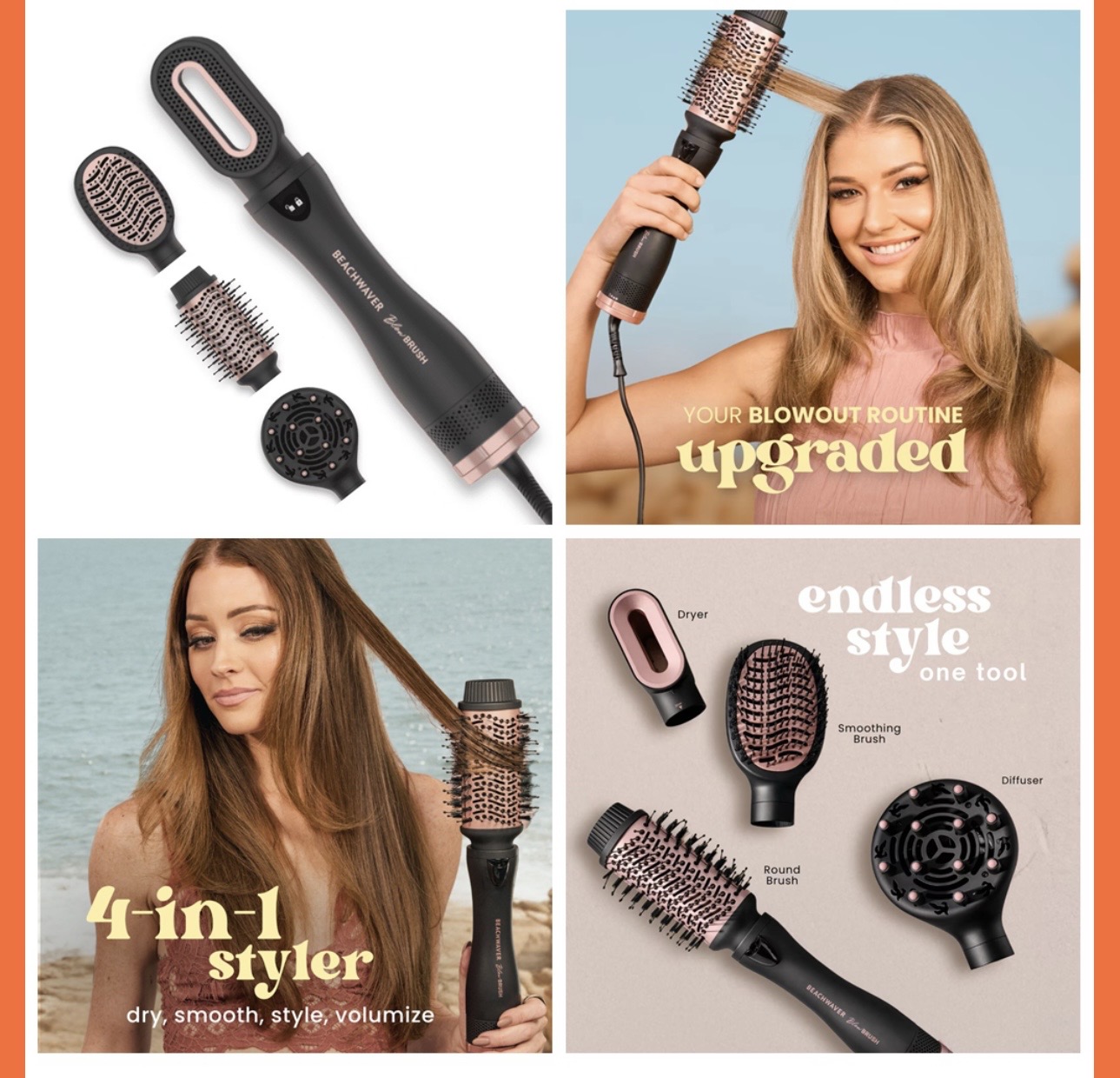 NEW NEW NEW Beachwaver Blow Drying Hair Brush with Attachments, Midnight Rose, 4 pc - Image 2