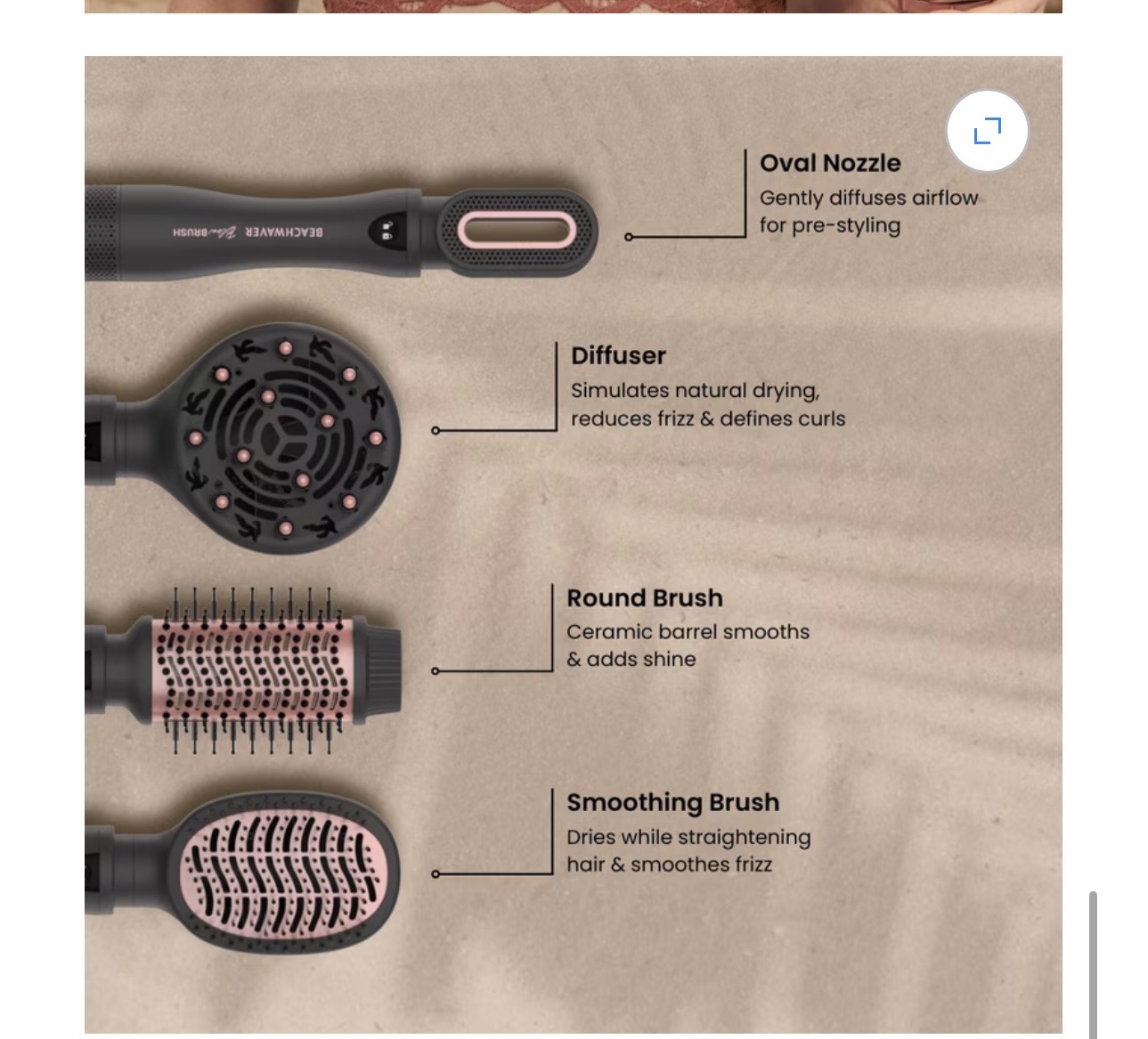 NEW NEW NEW Beachwaver Blow Drying Hair Brush with Attachments, Midnight Rose, 4 pc - Image 8