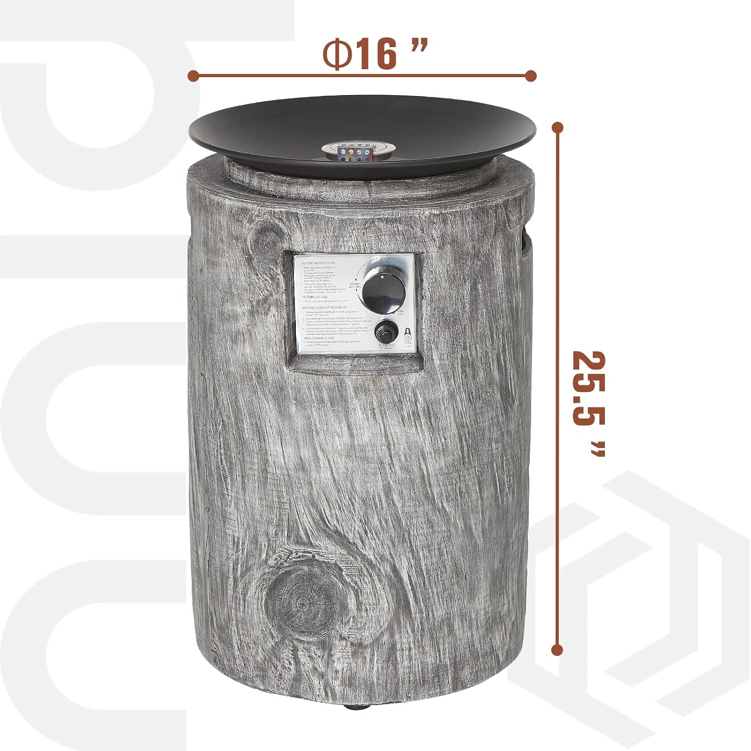 16 inch faux wood gray fire column - Image 5