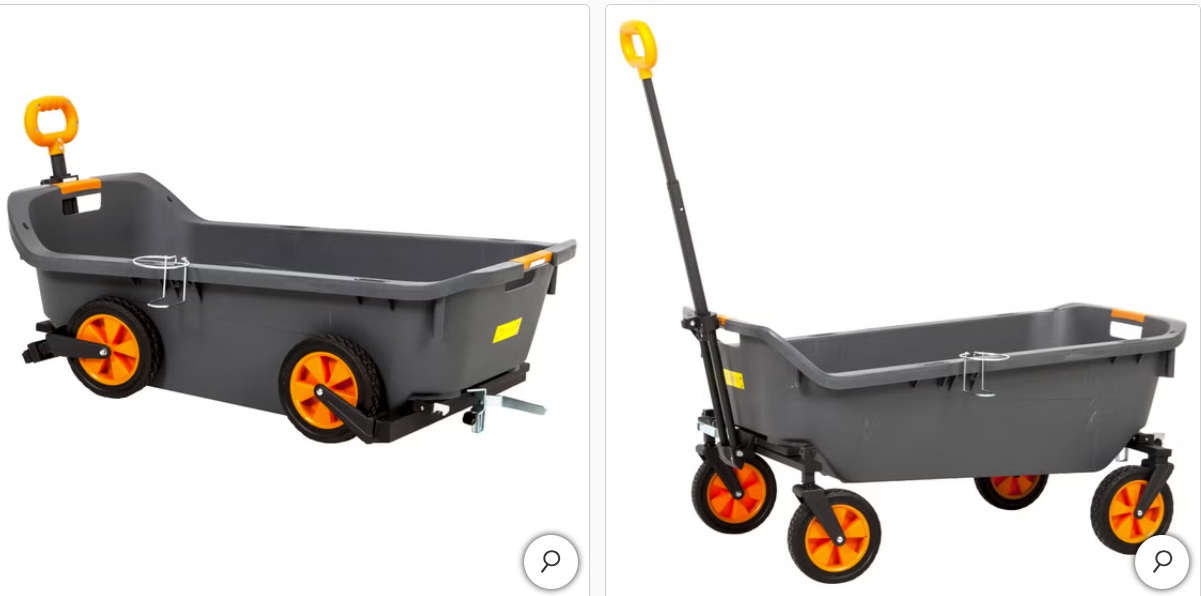 Seina Heavy Duty Plastic Utility Wagon with Fold-Up Wheels. - Image 2