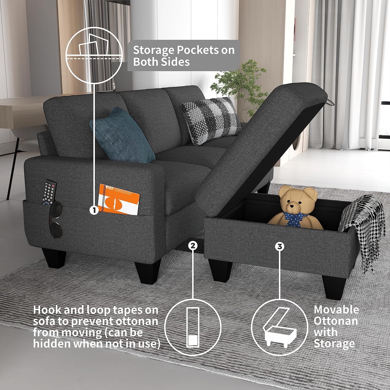 Convertible Sectional Sofa Couch. 415 Sets. - Image 3