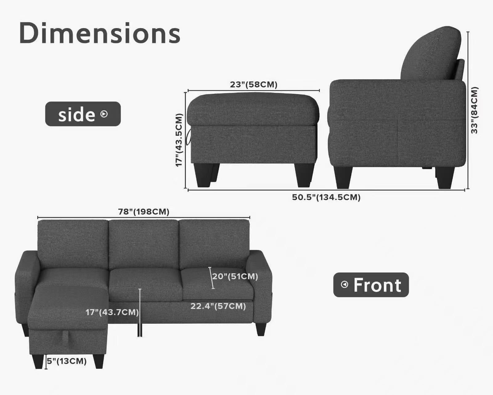 Convertible Sectional Sofa Couch. 415 Sets. - Image 4