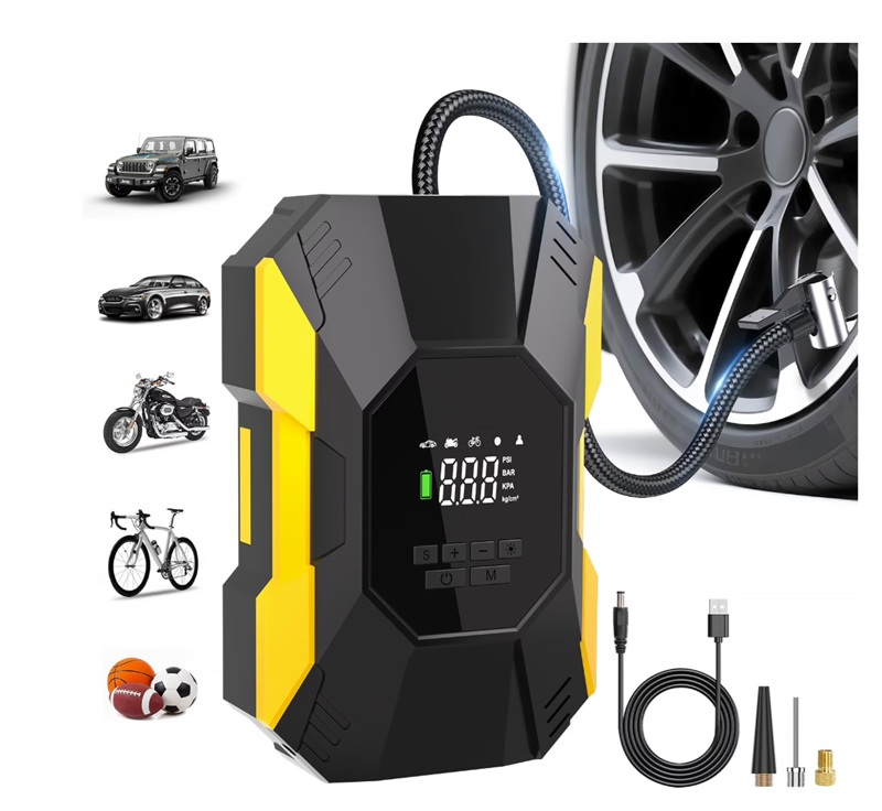 HITWAY Portable Inflator Pump with Power Bank , Flashlight.