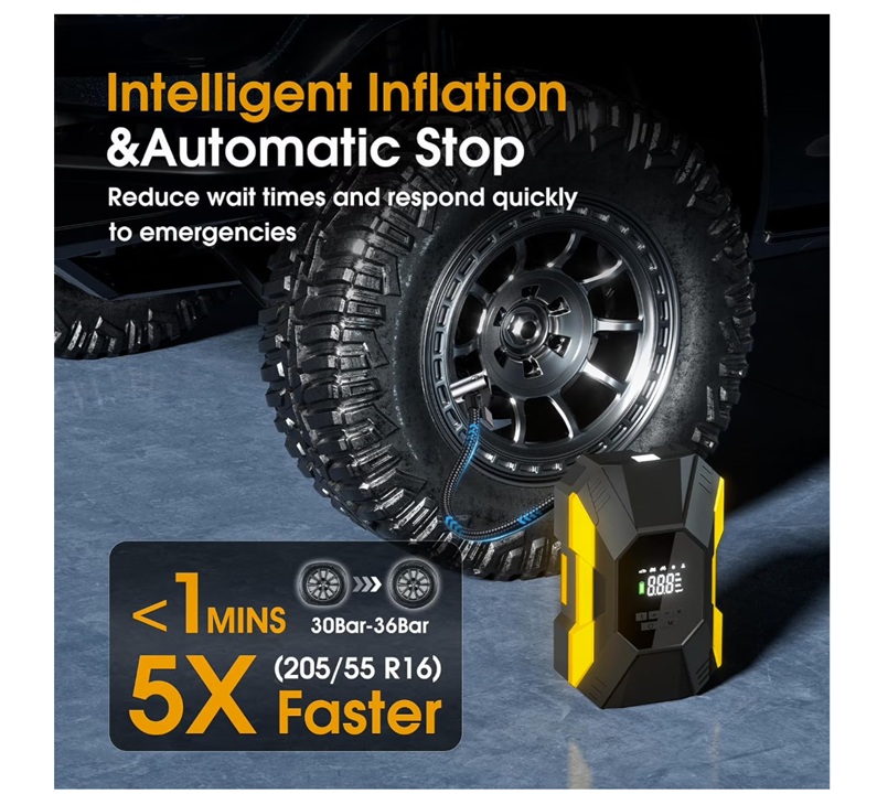 HITWAY Portable Inflator Pump with Power Bank , Flashlight. - Image 6