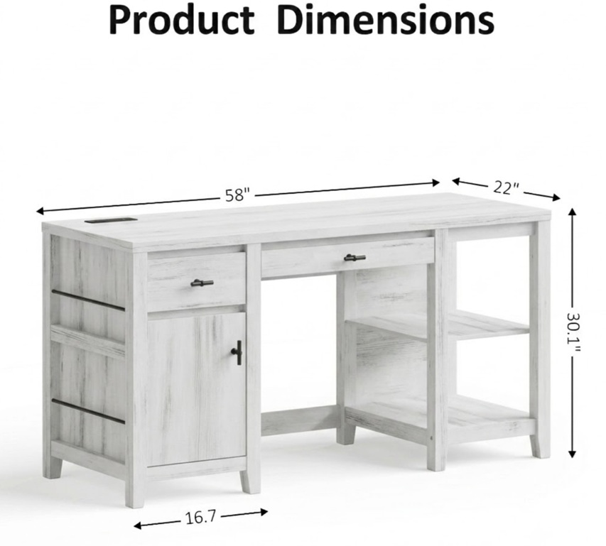 58-Inch Office Desk with Drawers. - Image 3