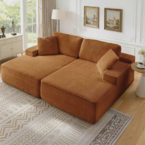 2-Seater Corduroy Modular Sofa Beds.