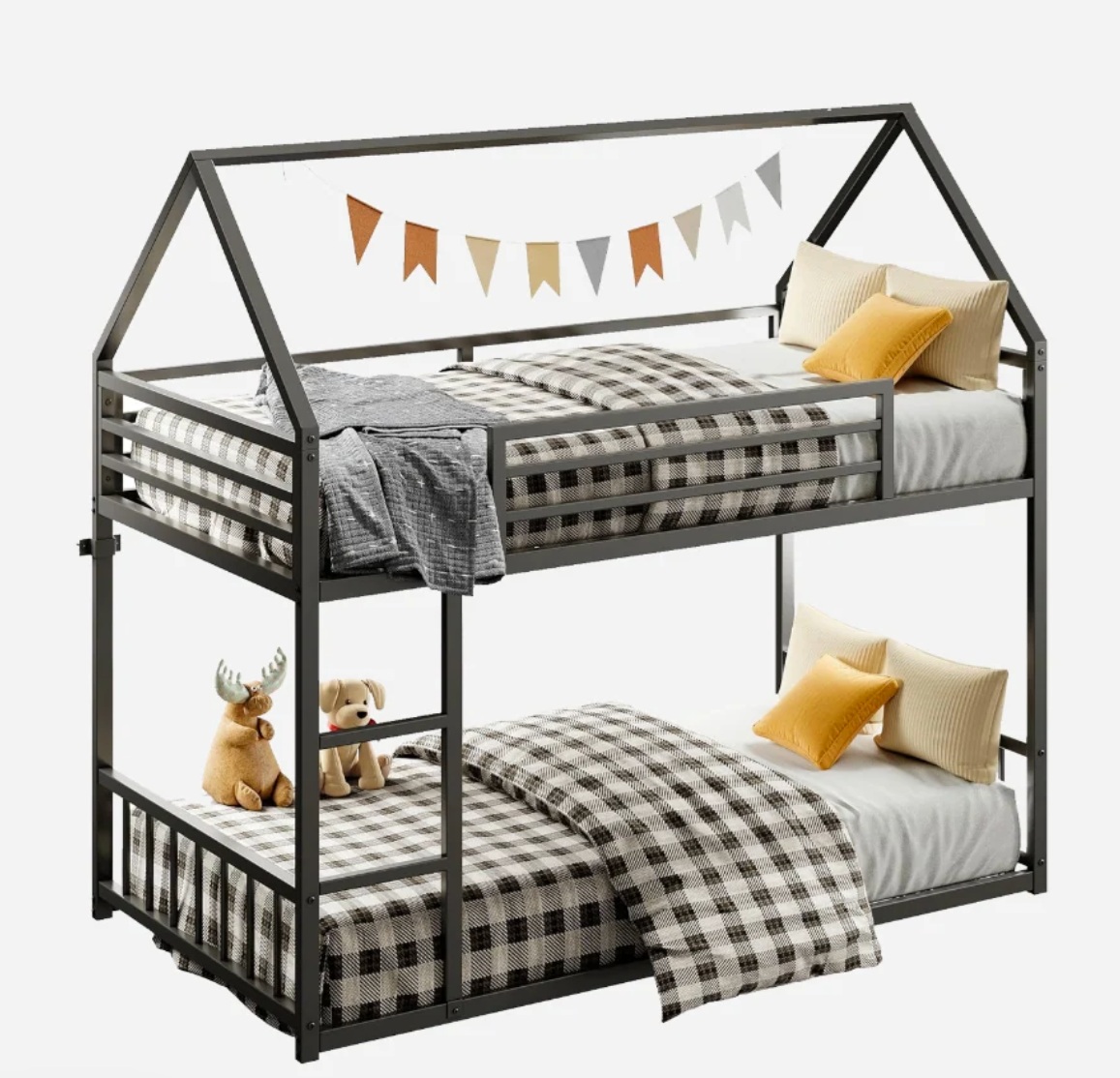 Likimio 40.7" W Bunk Bed Frame with Ladder and Guardrail. 315 Units