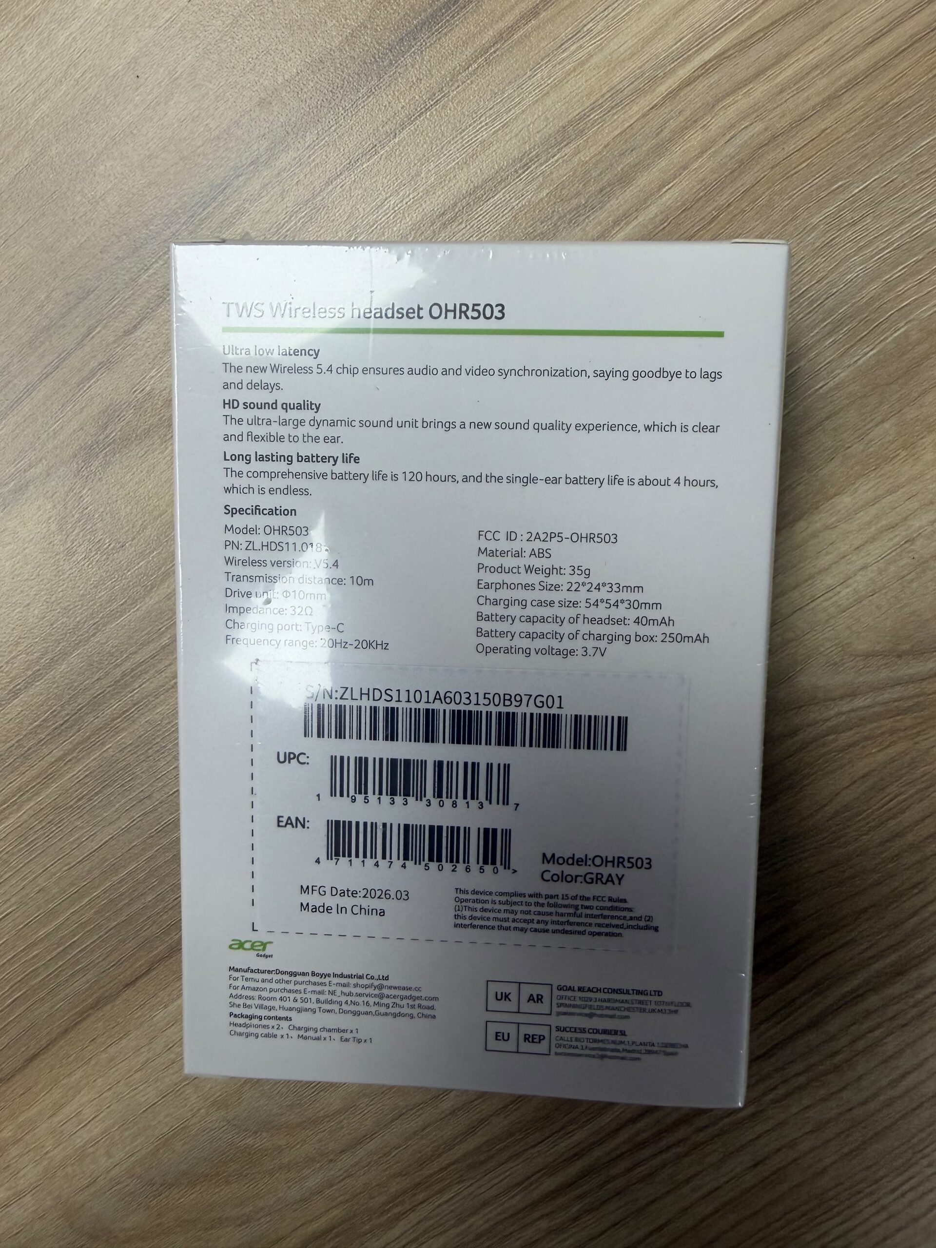 Original Acer TWS Wireless headset OHR544: - Image 3