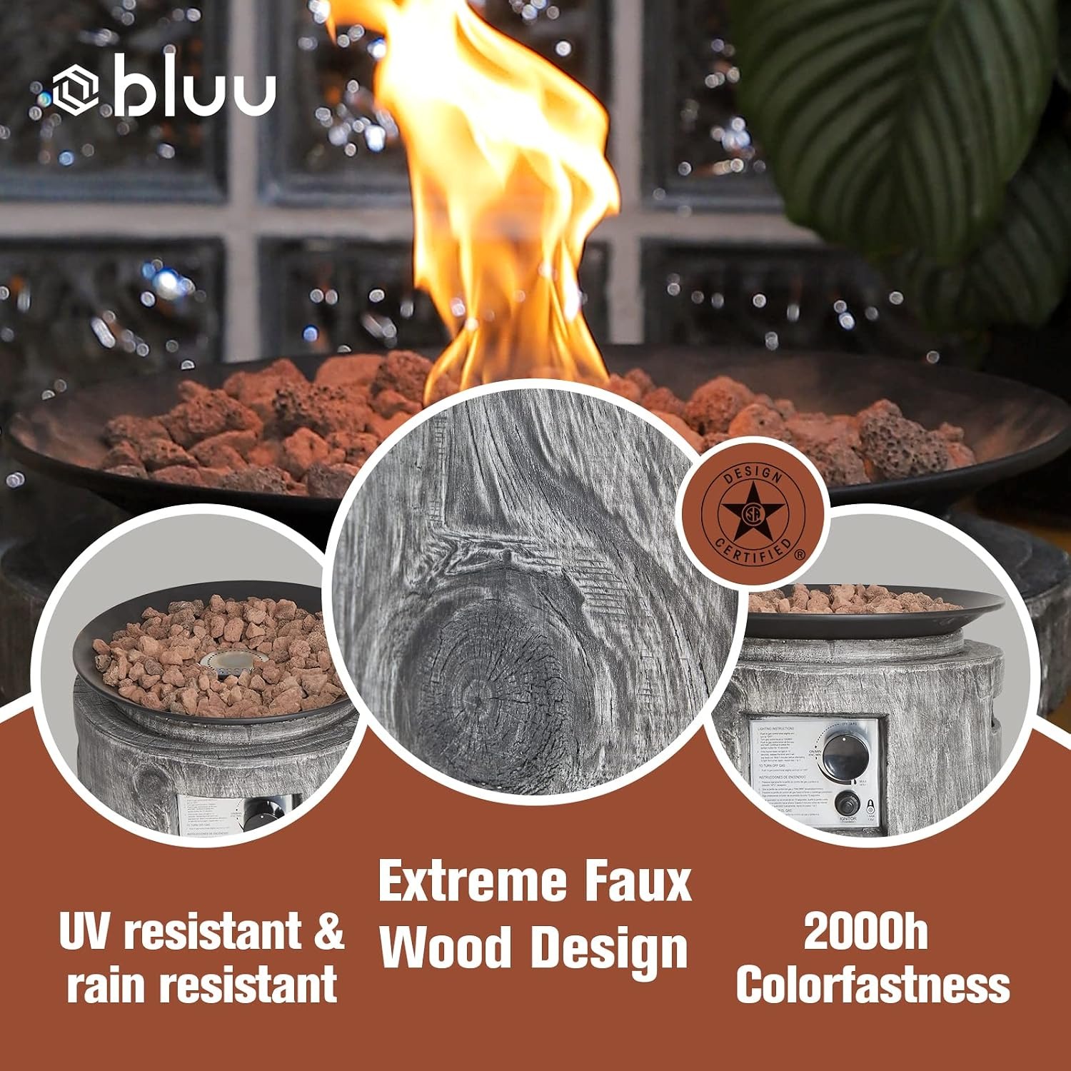 16 inch faux wood gray fire column - Image 3